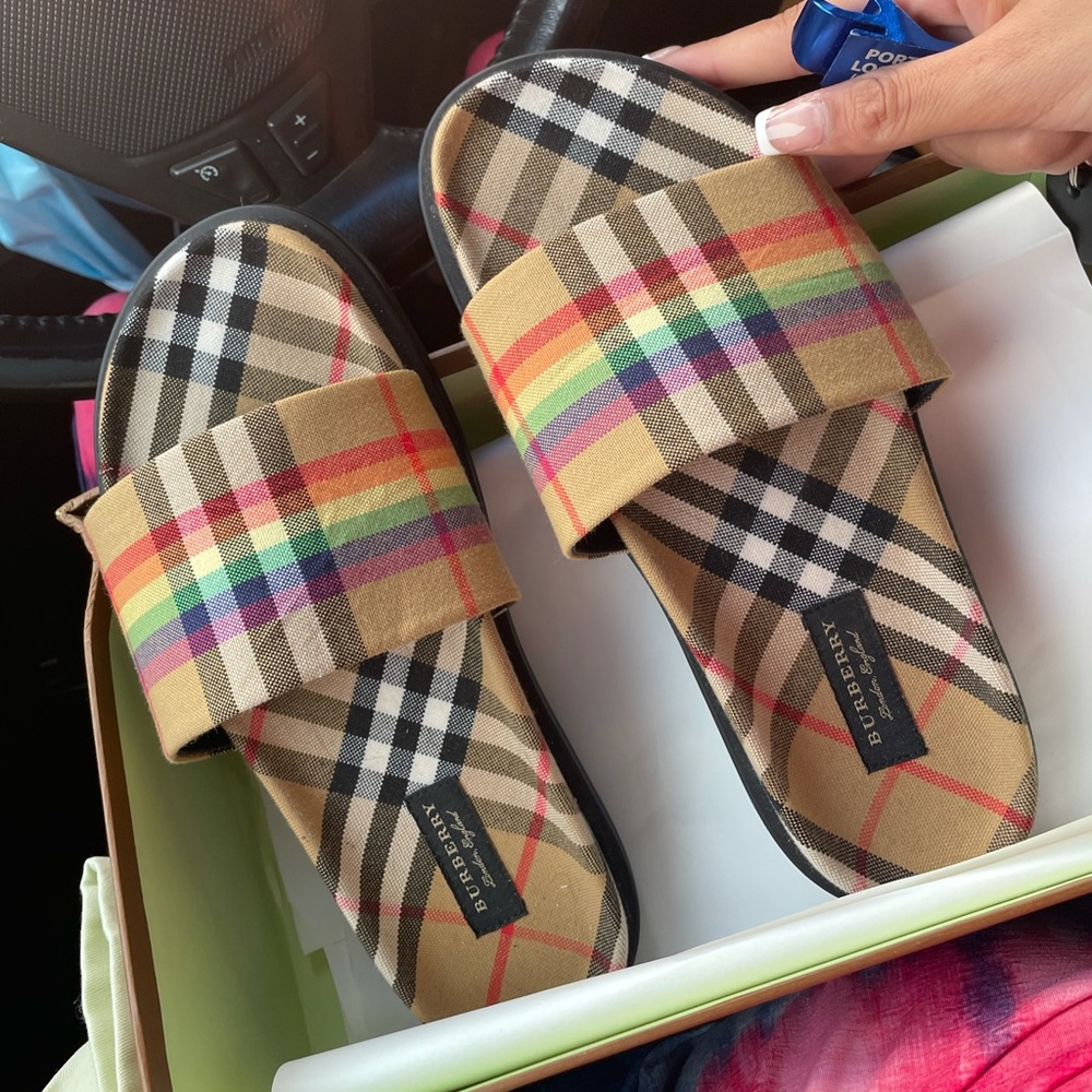 PRIDE(LGBQT) edition Burberry slides.REAL BURBERRY